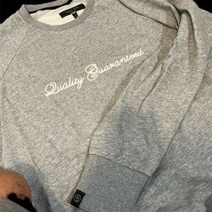 Rag & Bone "Quality Guaranteed" Logo Gray Crewneck Sweatshirt